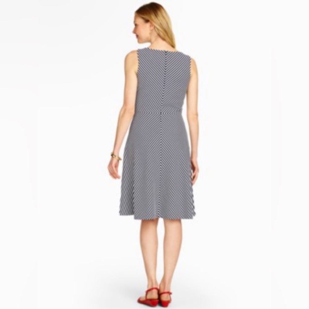 Talbots Fuchsia and White Striped Sleeveless Midi Dress - Picture 7 of 7